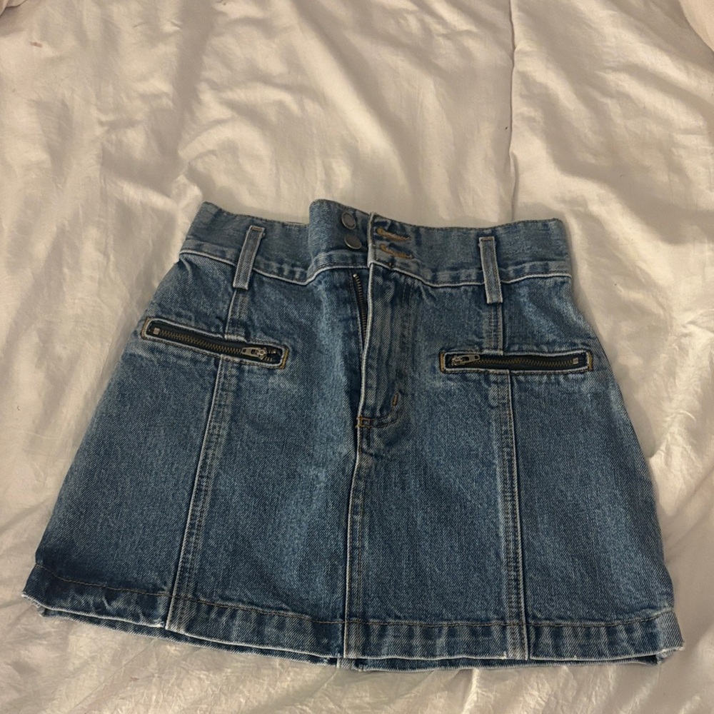 Carmar Blue Denim Mini Skirt with Zipper Details
